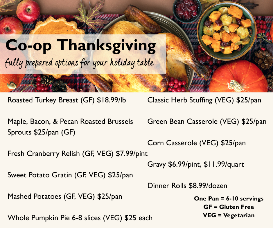 Co+op Kitchen Thanksgiving Orders, 2026